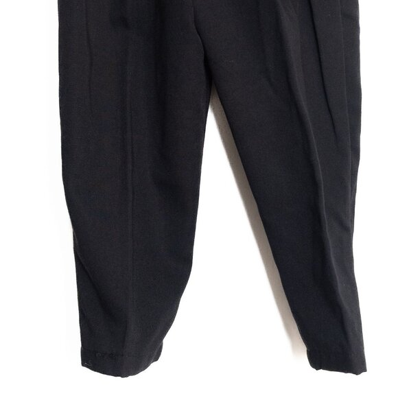 Vintage Black Size 3 Pleated High-Waist Trousers W/ Textured Black Belt & Gold - Picture 6 of 6